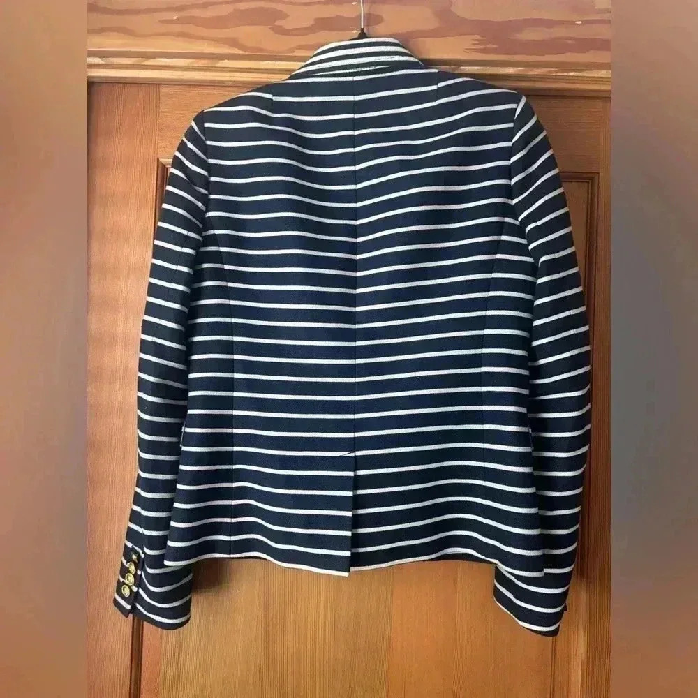 J.Crew Women’s Striped Schoolboy Blazer. Blue & white striped. Size 8. - Picture 7 of 12